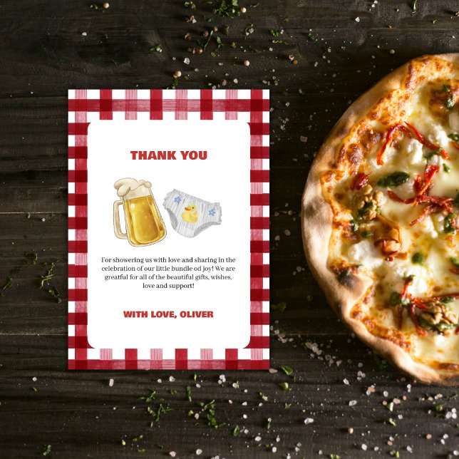 Carte De Remerciements Country Huggies Chuggies Beer Diaper Baby Shower  (Country Huggies Chuggies Beer Diaper Baby Shower Thank You Card)