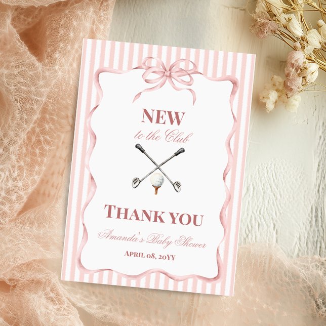 Carte De Remerciements Country Pink Girl New to the Club Golf Baby Shower (Créateur téléchargé)