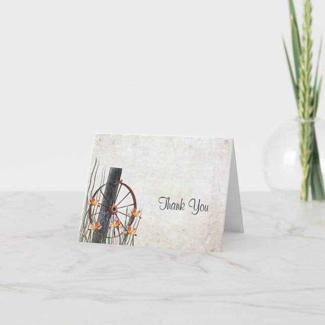 Carte De Remerciements Country Wagon Wheel  - Thank You (Devant)