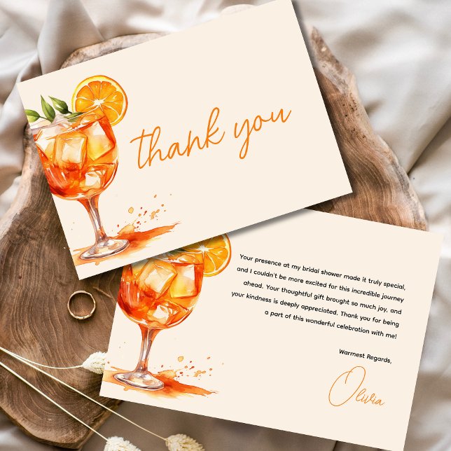 Carte De Remerciements Coup de foudre au premier Spritz Orange Fête de Ma (Créateur téléchargé)