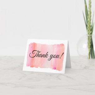 Carte De Remerciements Coup de pinceau aquarelle rose moderne