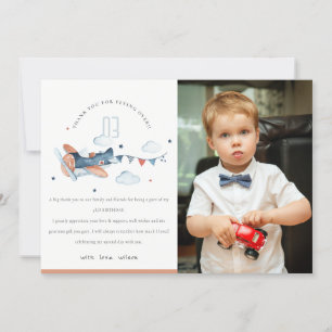 Carte De Remerciements Coupe Rust Marine Avion Nuages Enfants Photo Anniv