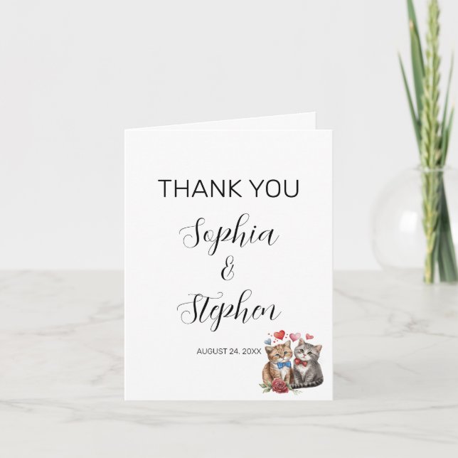 Carte De Remerciements Couple de chats amoureux (Devant)