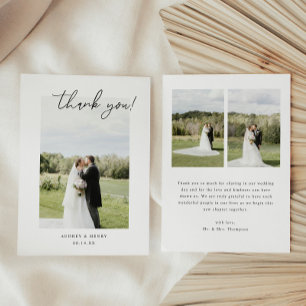 Carte De Remerciements Couple de Mariage Minimaliste Script 3-Photo