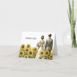 Carte De Remerciements Couple de tournesol