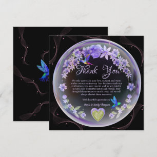 Carte De Remerciements Couple élégant violet floral mariage anniversaire