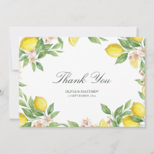Carte De Remerciements Couronne aquarelle mariage méditerranéen citrus