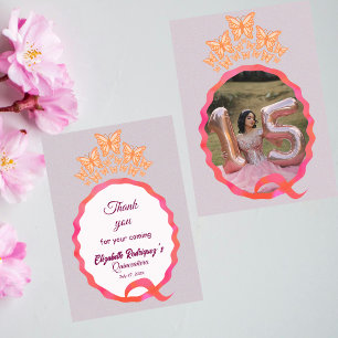 Carte De Remerciements Couronne de Diadème de Papillon Princesse Invitati
