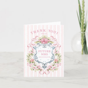 Carte De Remerciements Couronne de Fête de Mariage Florale Élégante