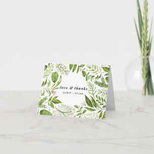 Carte De Remerciements Couronne de feuilles tropicales à l'aquarelle Merc