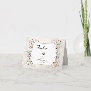 Carte De Remerciements Couronne de fleurs sauvages pour la mariée future 