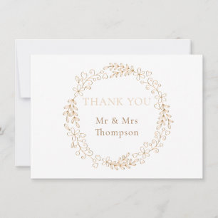 Carte De Remerciements Couronne de laurier halo floral Mariage Remercieme
