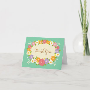 Carte De Remerciements Couronne de mariage florale rustique bohème (Menth