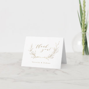 Carte De Remerciements Couronne de mariage simple botanique en or