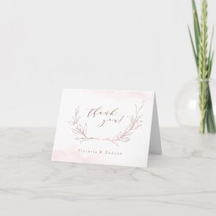 Carte De Remerciements Couronne de mariage simple en or rose botanique