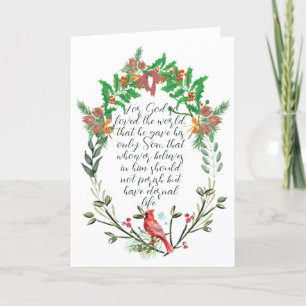 Carte De Remerciements Couronne de Noël Cardinal du Nord Joyeux Noël