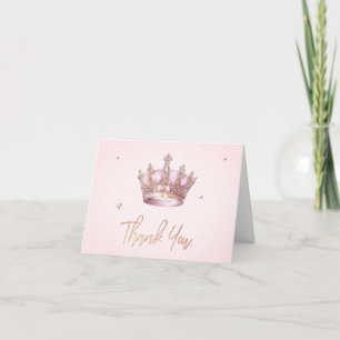 Carte De Remerciements Couronne de Petite Princesse Perles Points Bébé Na