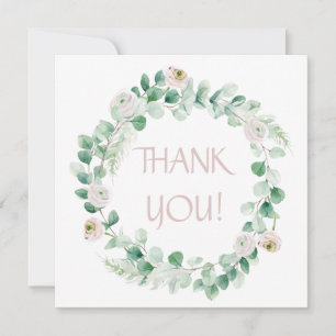 Carte De Remerciements Couronne de pivoine de printemps avec lettre perso