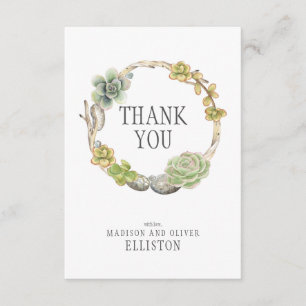 Carte De Remerciements Couronne de succulents, de brindilles et de pierre