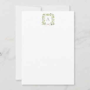 Carte De Remerciements Couronne de verdure à monogramme et ruban