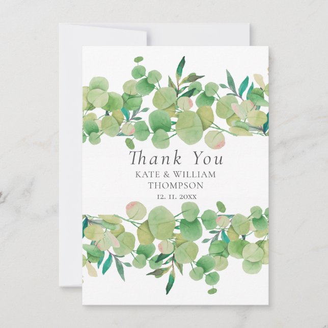 Carte De Remerciements Couronne de verdure Eucalyptus Mariage (Devant)