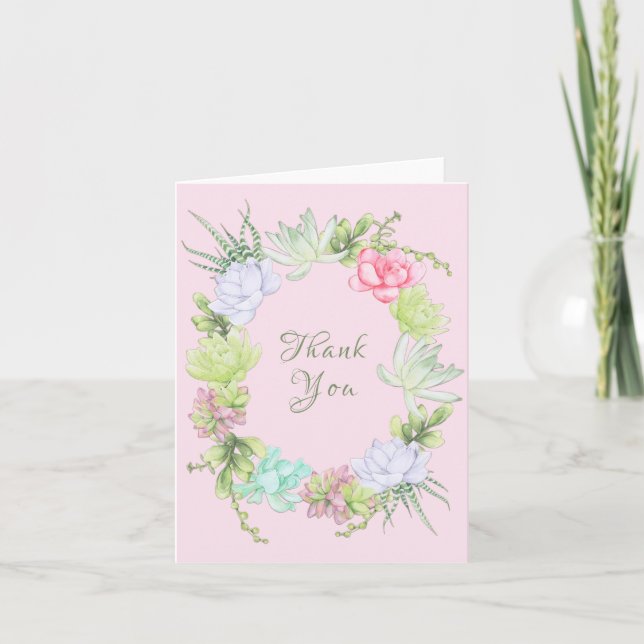 Carte De Remerciements Couronne de verdure succulente pour la douche de l (Devant)