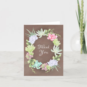 Carte De Remerciements Couronne de verdure succulente pour la douche de l