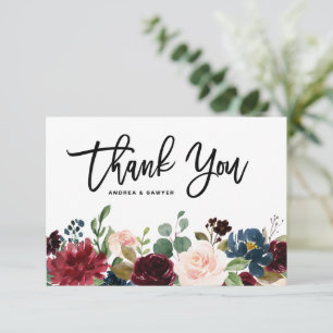 Carte De Remerciements Couronne florale automnale aquarelle Boho