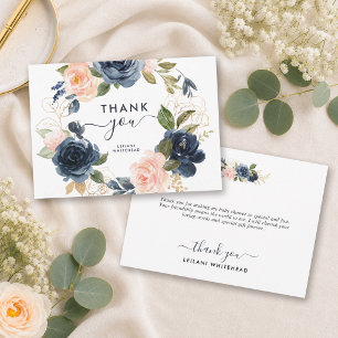 Carte De Remerciements Couronne florale Baby Shower Rose Pâle Marine