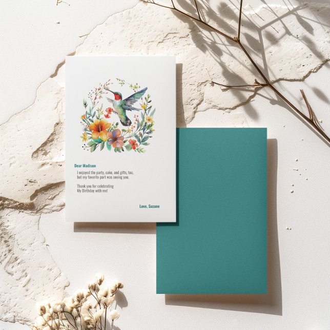 Carte De Remerciements Couronne florale de colibris (Créateur téléchargé)