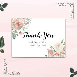 Carte De Remerciements Couronne florale de mariage Romance intemporelle 
