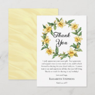 Carte De Remerciements Couronne florale élégante de jonquilles jaunes pou