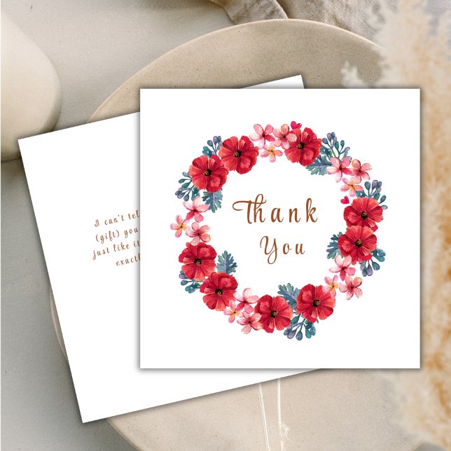 Carte De Remerciements Couronne florale printanière Baby Shower  (Spring Floral Wreath Baby Shower Thank You Card)