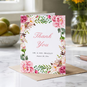 Carte De Remerciements Couronne florale rose moderne remerciement