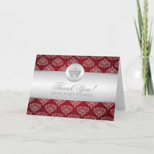 Carte De Remerciements Couronne Royale Rouge de remerciement de mariage