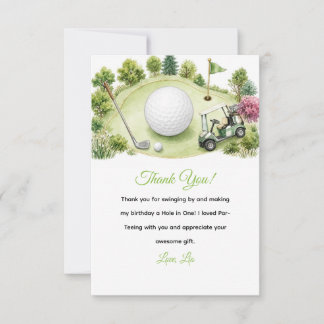 Carte De Remerciements Cours de golf à l'aquarelle pour l'anniversaire de