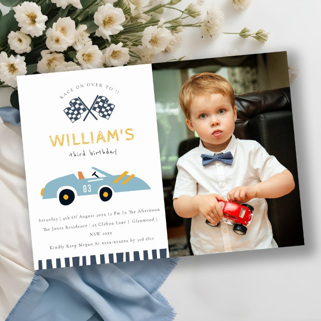 Carte De Remerciements Course sur plus de RaceCar photo n'importe quel âg (Créateur téléchargé)