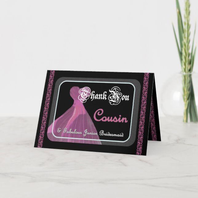 Carte De Remerciements COUSIN Thank You Junior Bridesmaid (Devant)