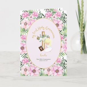 Carte De Remerciements Coutume Première Sainte Communion Cute Blonde Coif
