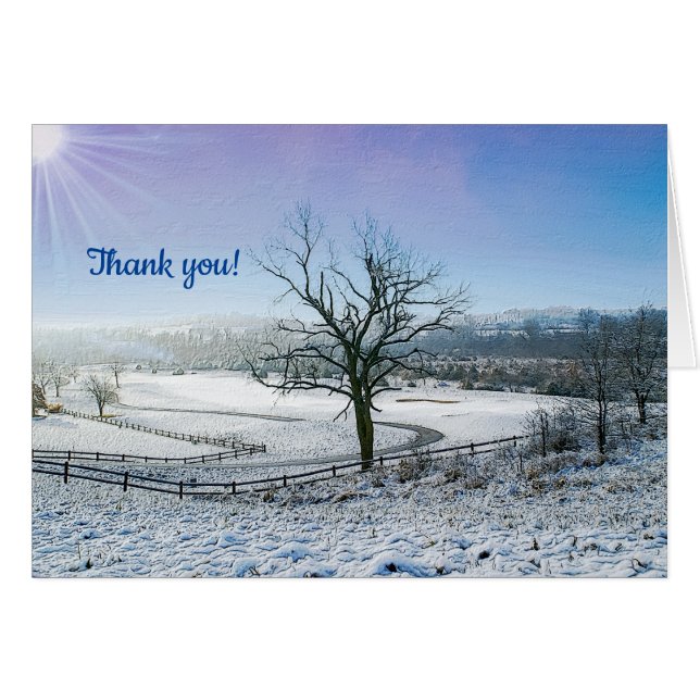 Carte de remerciements couvert de neige Ozark Hill (Devant Horizontal)