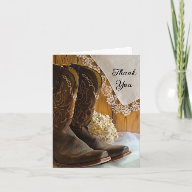 Carte De Remerciements Cowboy Boots and Lace Western Bridesmaid Thank You (Devant)