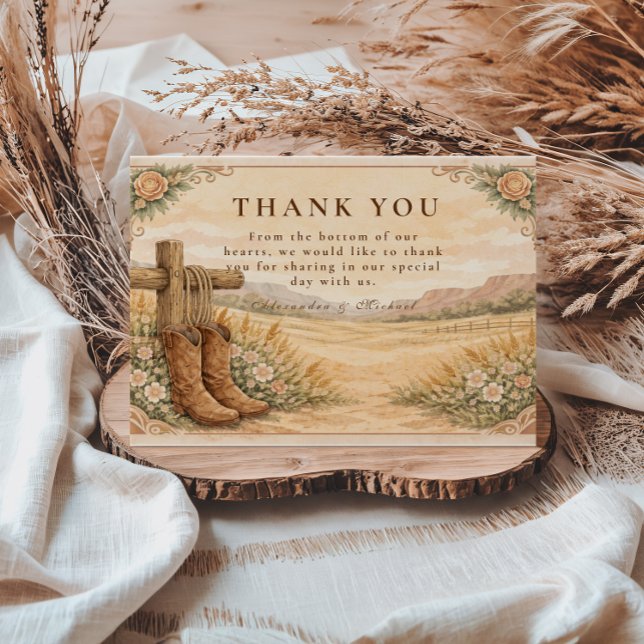 Carte De Remerciements Cowboy Boots Desert Wedding (Créateur téléchargé)