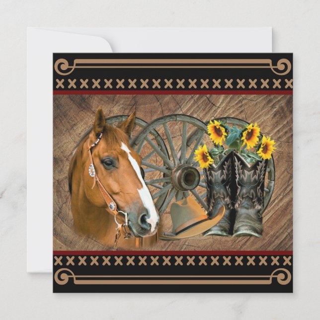 Carte De Remerciements Cowboy de Western Horse Cowboy Cowboy Hat Wagon Wh (Devant)