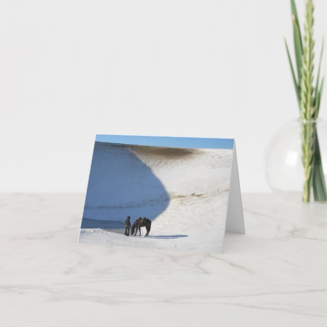 Carte De Remerciements Cowboy et Cheval en hiver (Devant)