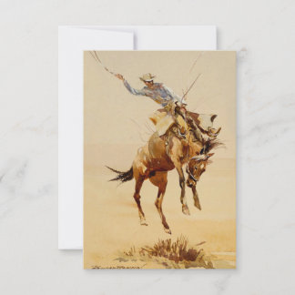 Carte De Remerciements Cowboy sur un cheval qui rue #2 par Edward Borein