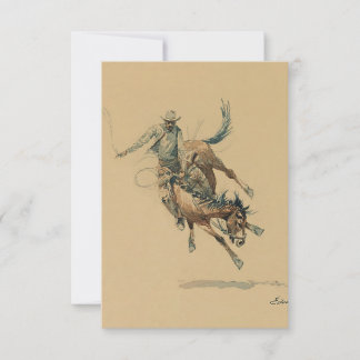Carte De Remerciements Cowboy sur un cheval qui rue #3 par Edward Borein