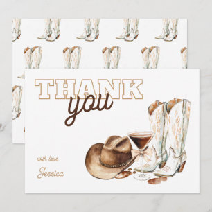 Carte De Remerciements Cowgirl occidentale Blanc Sale Trente 30e Annivers