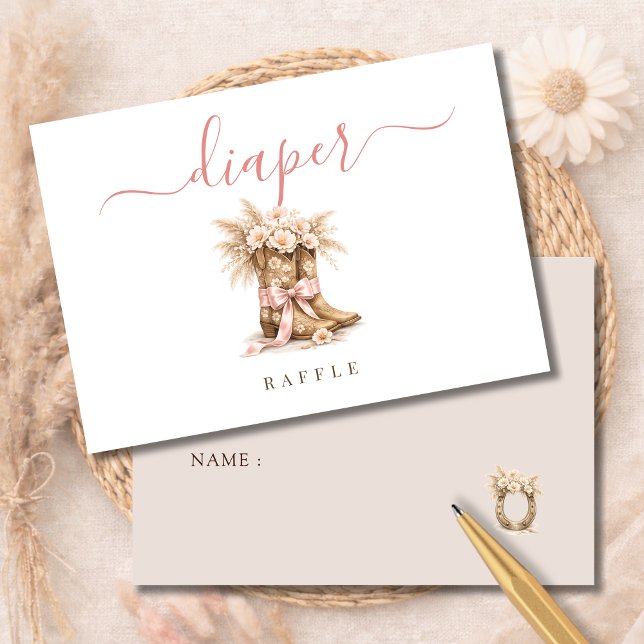 Carte De Remerciements Cowgirl Western Baby Shower Activity Diaper Raffle (Créateur téléchargé)
