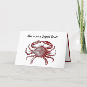 Carte De Remerciements Crabe rouge amusant crayon croquis avec la fête cô