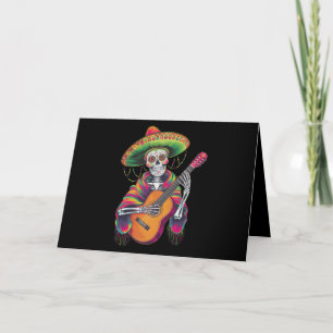 Carte De Remerciements Crâne de squelette de la fête Cinco De Mayo Guitar